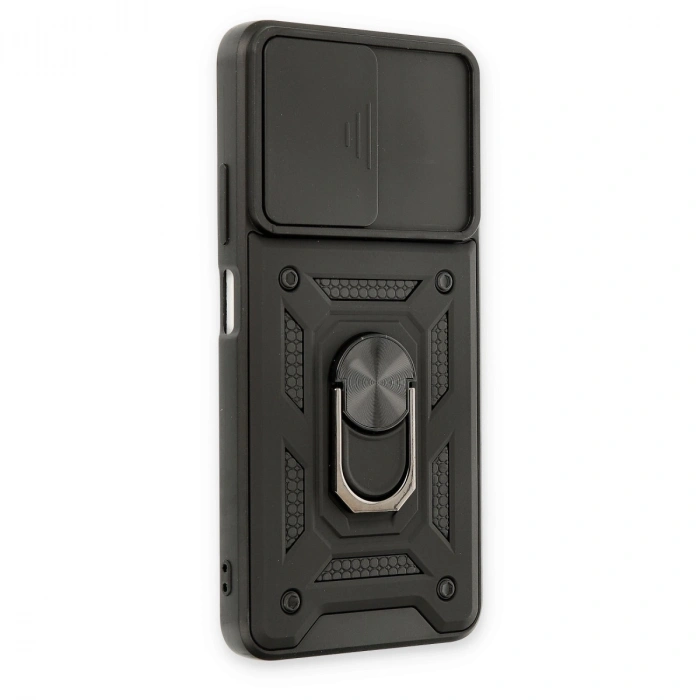 Xiaomi Redmi Note 11t Kılıf Pars Lens Yüzüklü Silikon - Siyah