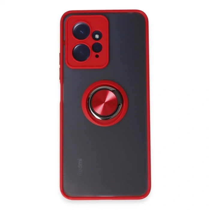Xiaomi Redmi Note 12 4g Kılıf Montreal Yüzüklü Silikon Kapak - Kırmızı