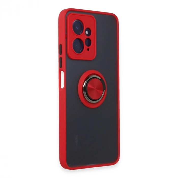 Xiaomi Redmi Note 12 4g Kılıf Montreal Yüzüklü Silikon Kapak - Kırmızı