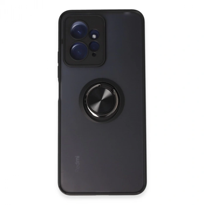 Xiaomi Redmi Note 12 4g Kılıf Montreal Yüzüklü Silikon Kapak - Siyah