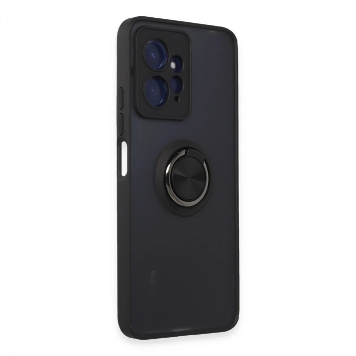 Xiaomi Redmi Note 12 4g Kılıf Montreal Yüzüklü Silikon Kapak - Siyah