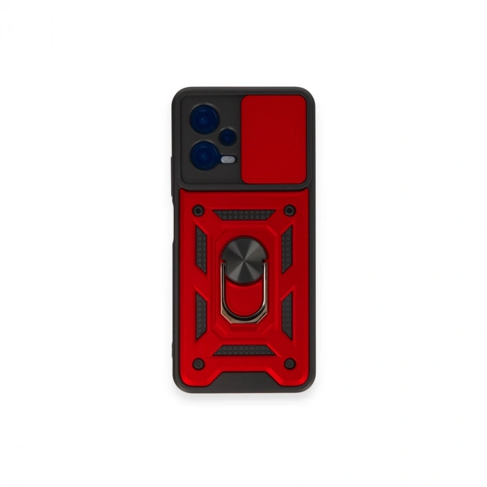 Xiaomi Redmi Note 12 4g Kılıf Pars Lens Yüzüklü Silikon - Kırmızı