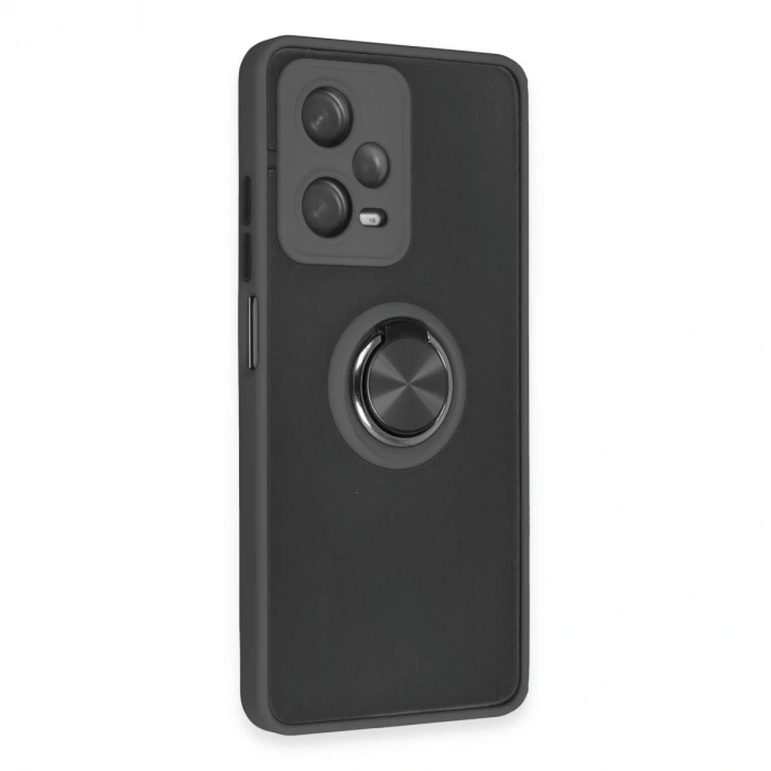 Xiaomi Redmi Note 12 5g Kılıf Montreal Yüzüklü Silikon Kapak - Siyah