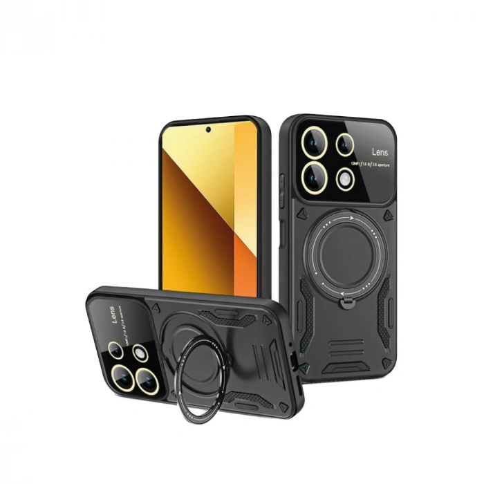 Xiaomi Redmi Note 13 4g Kılıf Joy Lens Standlı Kapak - Siyah