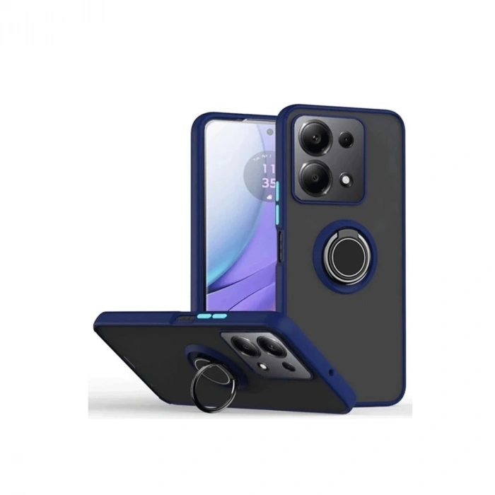 Xiaomi Redmi Note 13 Pro 4g Montreal Yüzüklü Silikon Kapak - Lacivert