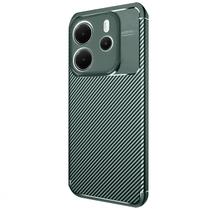 Xiaomi Redmi Note 14 4g Kılıf Auto Focus Karbon Kapak - Koyu Yeşil