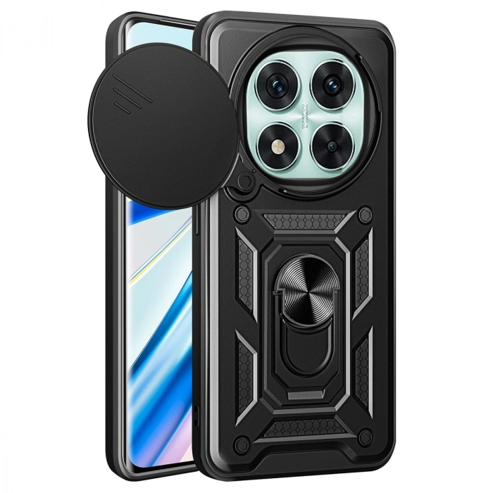 Xiaomi Redmi Note 14 Pro 5g Kılıf Pars Lens Yüzüklü Silikon - Siyah