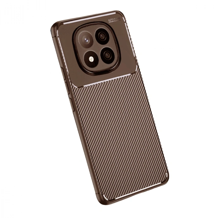 Xiaomi Redmi Note 14 Pro Plus Kılıf Auto Focus Karbon Kapak - Kahverengi