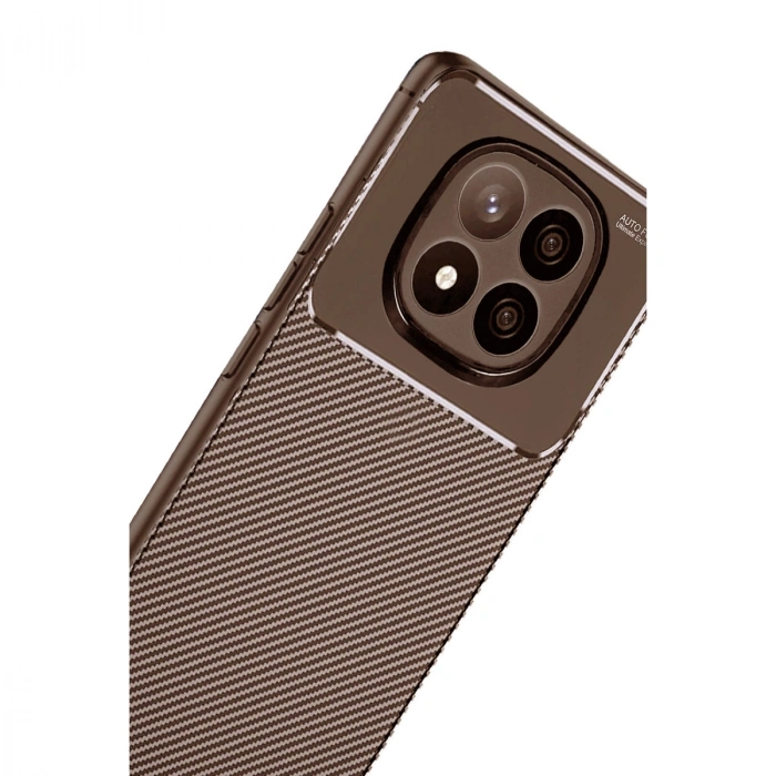 Xiaomi Redmi Note 14 Pro Plus Kılıf Auto Focus Karbon Kapak - Kahverengi