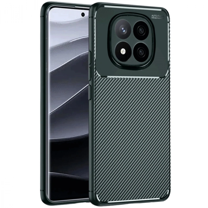 Xiaomi Redmi Note 14 Pro Plus Kılıf Auto Focus Karbon Kapak - Koyu Yeşil