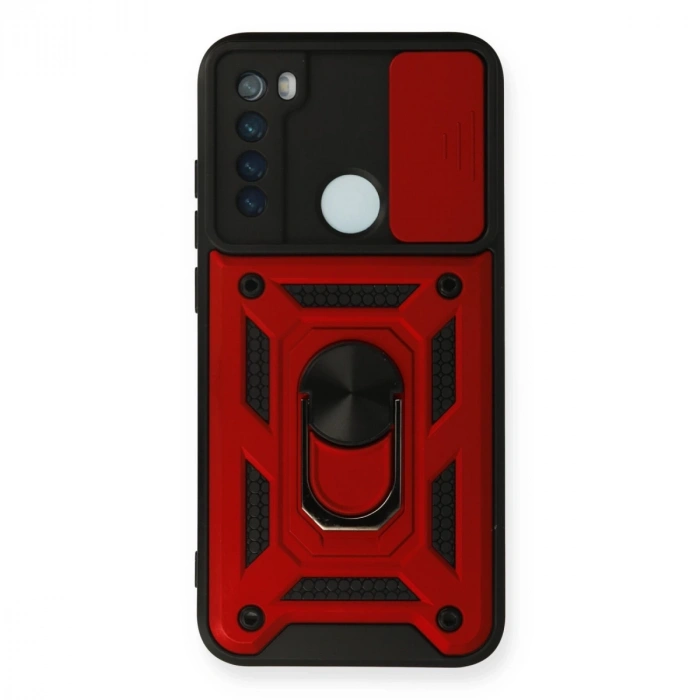 Xiaomi Redmi Note 8 Kılıf Pars Lens Yüzüklü Silikon - Kırmızı