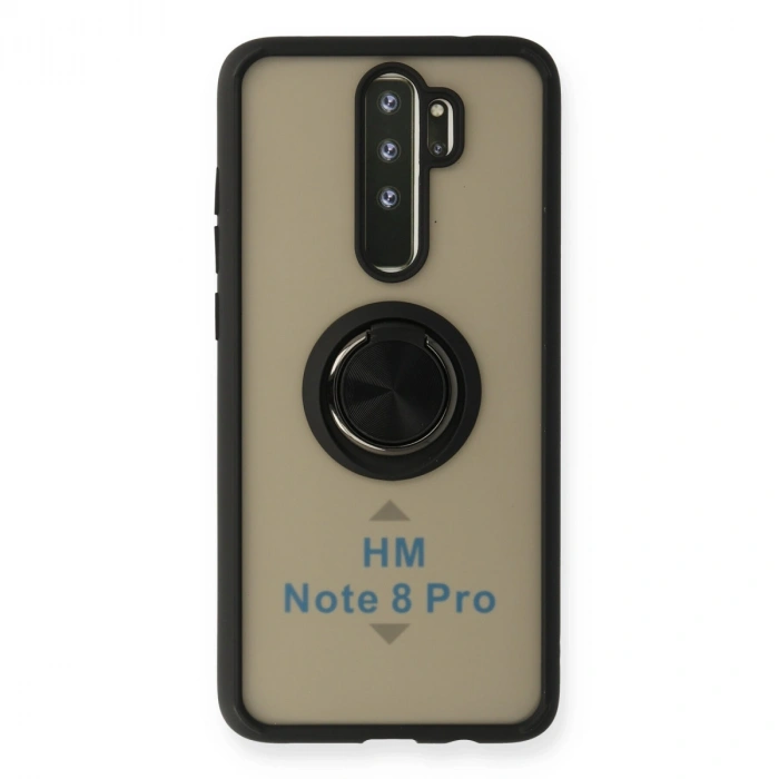 Xiaomi Redmi Note 8 Pro Kılıf Montreal Yüzüklü Silikon Kapak - Siyah