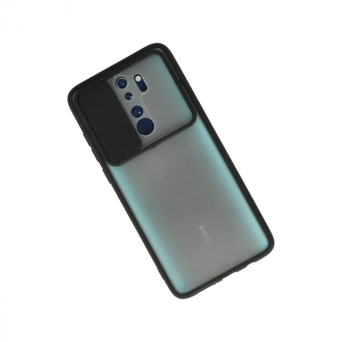 Xiaomi Redmi Note 8 Pro Kılıf Palm Buzlu Kamera Sürgülü Silikon - Siyah