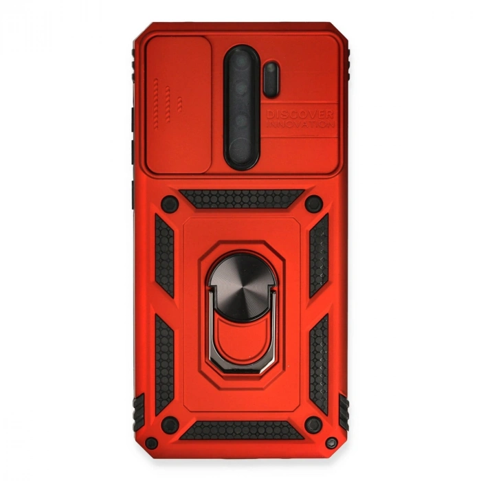 Xiaomi Redmi Note 8 Pro Kılıf Pars Lens Yüzüklü Silikon - Kırmızı