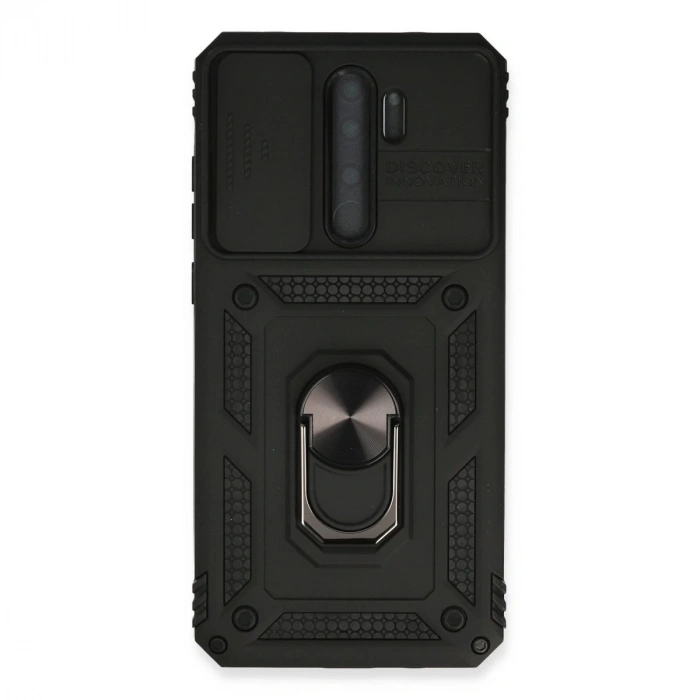 Xiaomi Redmi Note 8 Pro Kılıf Pars Lens Yüzüklü Silikon - Siyah