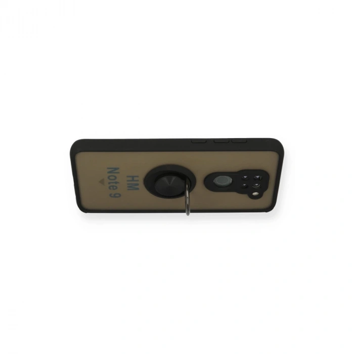 Xiaomi Redmi Note 9 Kılıf Montreal Yüzüklü Silikon Kapak - Siyah