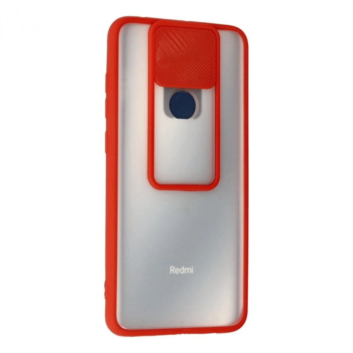 Xiaomi Redmi Note 9 Kılıf Palm Buzlu Kamera Sürgülü Silikon - Kırmızı