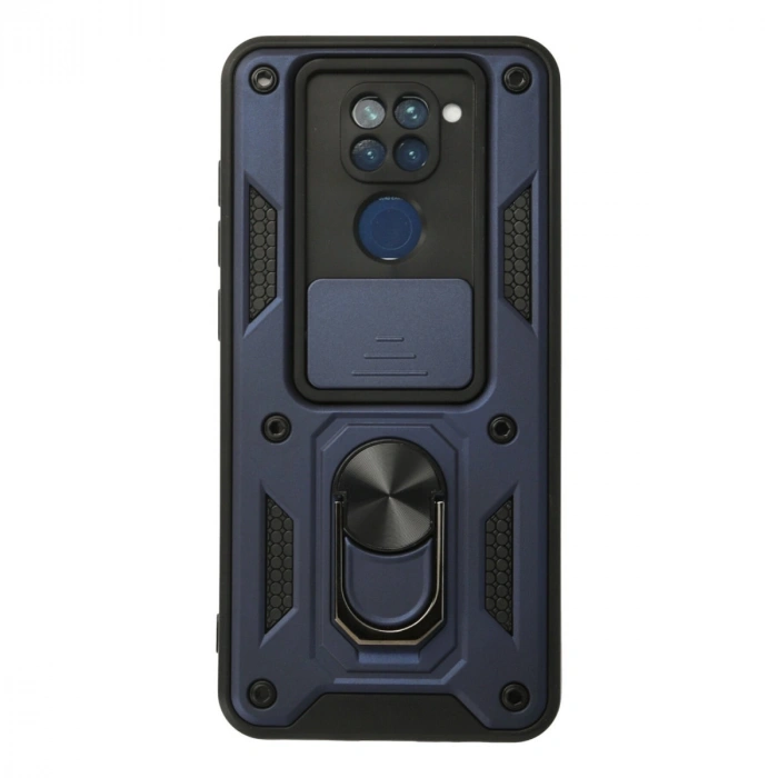 Xiaomi Redmi Note 9 Kılıf Pars Lens Yüzüklü Silikon - Lacivert