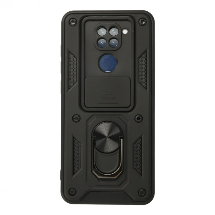 Xiaomi Redmi Note 9 Kılıf Pars Lens Yüzüklü Silikon - Siyah