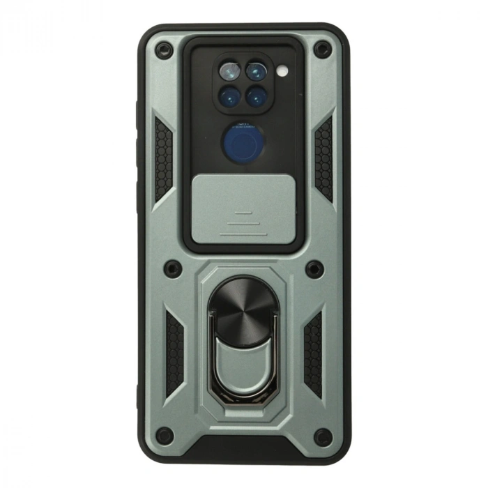 Xiaomi Redmi Note 9 Kılıf Pars Lens Yüzüklü Silikon - Yeşil