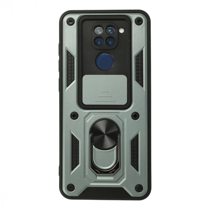 Xiaomi Redmi Note 9 Kılıf Pars Lens Yüzüklü Silikon - Yeşil