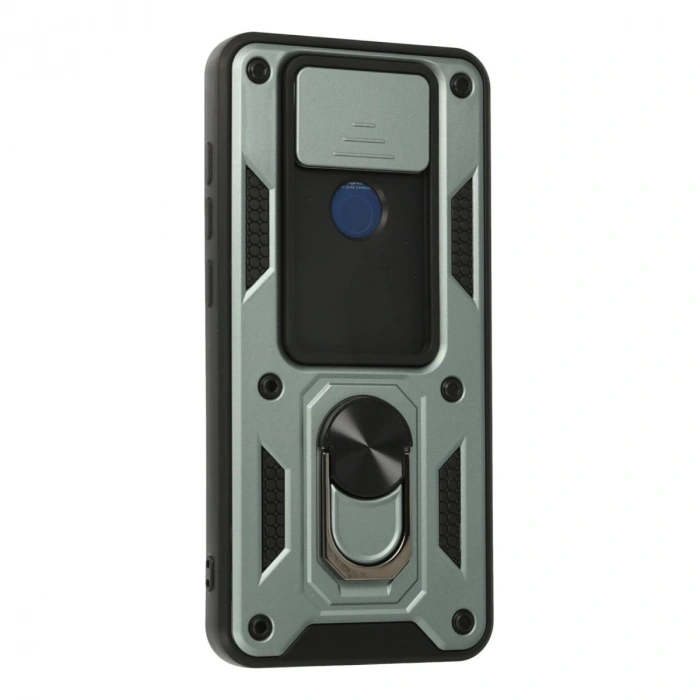 Xiaomi Redmi Note 9 Kılıf Pars Lens Yüzüklü Silikon - Yeşil