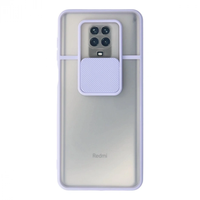 Xiaomi Redmi Note 9 Pro Kılıf Palm Buzlu Kamera Sürgülü Silikon - Lila