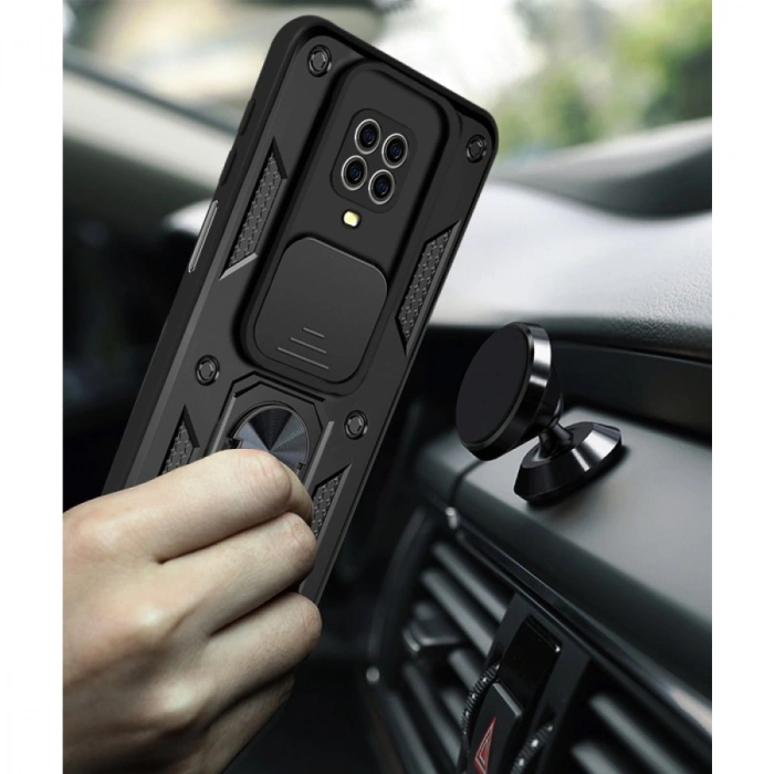 Xiaomi Redmi Note 9 Pro Kılıf Pars Lens Yüzüklü Silikon - Kırmızı