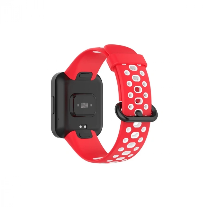 Xiaomi Redmi Watch 2 Spor Delikli Kordon - Kırmızı-beyaz