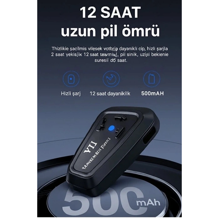 Y11 Bluetooth Kulaklık Mikrofonlu Motosiklet Kulaklığı İntercom Bt 5.3