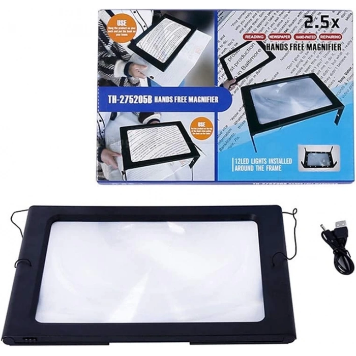 Yaşlılar İçin  A4 Boyutu Masa Tipi Işıklı Okuma Büyüteç Th275205b