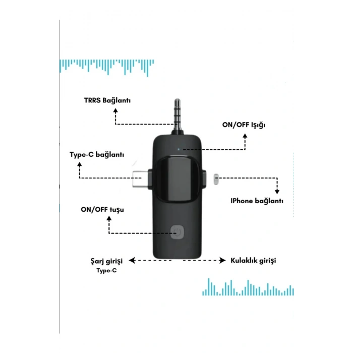 Yüksek Kalite Profesyonel 3 In 1 Kablosuz Taşınabilir Yaka Mikrofonu Tüylü