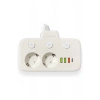 Akım Korumalı 2’li Ayrı Anahtarlı Priz, 2x Priz, 3x Usb, 1x Type-c, 2 Mt Kablo, Hızlı Şarj
