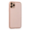 Apple İphone 11 Pro Max Kılıf Coco Deri Silikon Kapak - Pembe