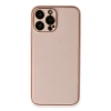 Apple İphone 13 Pro Kılıf Coco Deri Silikon Kapak - Pembe