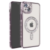 Apple İphone 14 Kılıf Joke Simli Magneticsafe Kılıf - Derin Mor