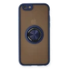 Apple İphone 6 Kılıf Montreal Yüzüklü Silikon Kapak - Lacivert