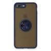 Apple İphone 7 Plus Kılıf Montreal Yüzüklü Silikon Kapak - Lacivert
