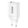 C99Q 65w Pd Destekli Type-c Ve Usb Çift Çıkışlı Hızlı Şarj Adaptörü - Beyaz