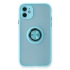 İphone 11 Kılıf Montreal Yüzüklü Silikon Kapak - Buz Mavi