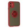 İphone 11 Kılıf Montreal Yüzüklü Silikon Kapak - Kırmızı