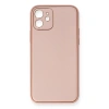 İphone 12 Kılıf Coco Deri Silikon Kapak - Pembe