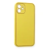 İphone 12 Kılıf Coco Deri Silikon Kapak - Sarı