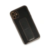 İphone 12 Kılıf Coco Karbon Standlı Kapak - Siyah
