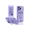 İphone 16 Pro Kılıf Zuma Kartvizitli Yüzüklü Silikon - Lila