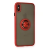 İphone X Kılıf Montreal Yüzüklü Silikon Kapak - Kırmızı