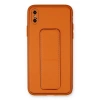 İphone Xs Max Kılıf Coco Deri Standlı Kapak - Turuncu