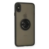 İphone Xs Max Kılıf Montreal Yüzüklü Silikon Kapak - Siyah