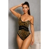 Kadın Leopar Desenli Dantel Babydoll