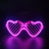 Pembe Led Işıklı Kalp Gözlük – 3 Modlu Parti  Glow Gözlüğü